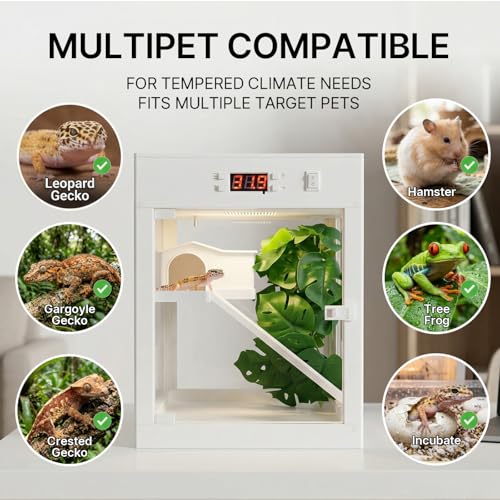 Lizard Habitat Terrarium,Reptile Enclosure, Crested Gecko Tank, Suitable for Any Pets Requiring Temperature-Controlled Climate, Ecological Breeding Tank, No Assembly Required, 9" x 9" x 12"