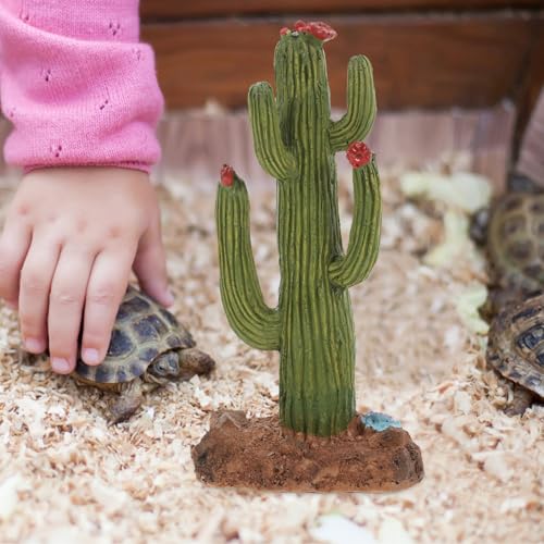 OUNONA Artificial Cactus for Reptile Terrarium Decor, Fake Plants for Turtle Habitat, Desert Environment Accessories for Bearded Dragon and Snake Climbing, Plastic Reptile Tank Ornament
