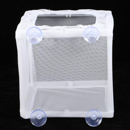 2 Pack Fish Incubator Mesh Box Aquarium, 6.3" x 5.51" x 5.91" Breeder Box for Fish Tank White Nylon Mesh Fishes Breeder Boxes for Aquarium Juvenile Fishes Separation Net Fry Hatchery with Suction Cups