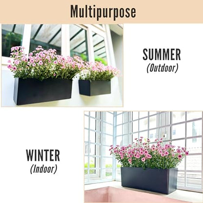 LaLaGreen Bundle- 4 Pack, 500g Coconut Coir Chips + 4 Pack,20 Inch Self Watering Plastic Planter with Bracket Hanging Window Box Flower Pot Outdoor Planting Soil Organic Compressed Seedling Fiber Husk