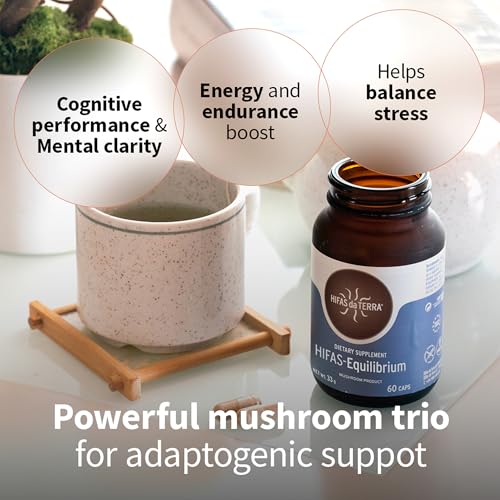 Hifas Equilibrium - Mushroom Complex with Organic Lions Mane, Cordyceps and Reishi - Stress and Mood Support Supplement - 60 Vegan Mushroom Capsules