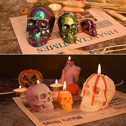 Actvty Skull Resin Mold, Set of Large, Medium, Small Silicone Skull Head Molds, 3D Silicone Molds for Resin, Clay, Soap, Candle Wax Casting, Halloween Home Decoration