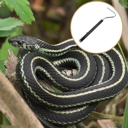 ABOOFAN Retractable Stainless Steel Snake Hook Adjustable Long Handle Portable Reptile Catching Tool for Snake Handling and Reptile Care