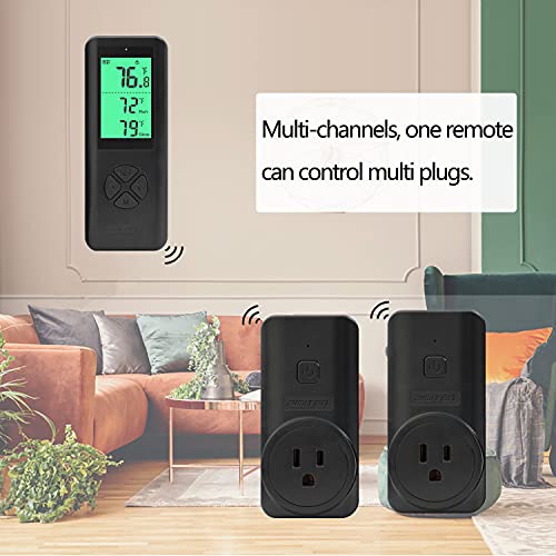 DIGITEN Wireless Temperature Controlled Outlet (With 2 Receivers) Plug-in Thermostat Reptile Temperature Controller Greenhouse Thermostat Built-in Temp Sensor Remote Thermostat Outlet for Space Heater