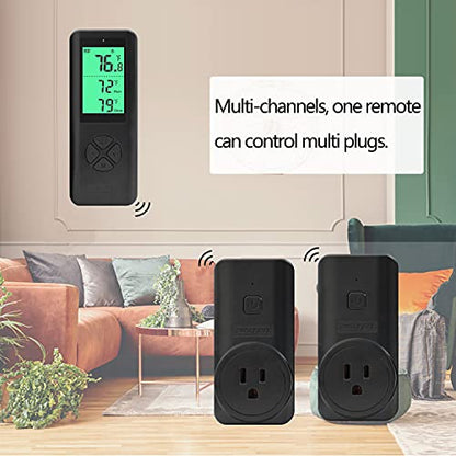 DIGITEN Wireless Temperature Controlled Outlet (With 2 Receivers) Plug-in Thermostat Reptile Temperature Controller Greenhouse Thermostat Built-in Temp Sensor Remote Thermostat Outlet for Space Heater