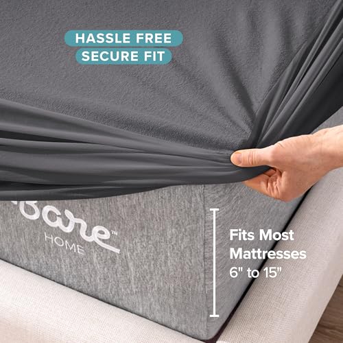 Bare Home Queen Size Mattress Protector - 100% Waterproof & Breathable - Premium Cooling Mattress Cover - Protects Against Spills - Vinyl Free Noiseless - Protect Your Mattress (Queen, Grey) - color: Grey, size: Queen