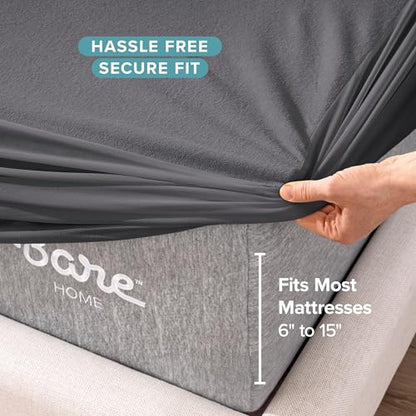 Bare Home Queen Size Mattress Protector - 100% Waterproof & Breathable - Premium Cooling Mattress Cover - Protects Against Spills - Vinyl Free Noiseless - Protect Your Mattress (Queen, Grey) - color: Grey, size: Queen