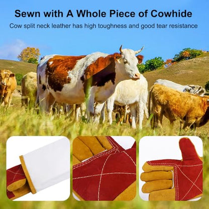 Pilipane Animal Handling Gloves Bite Proof Scratch Leather Pet Gloves for Cat Dog Bird Snake Handling Veterinarians Groomers Zoo Workers Gray Yellow 23.6 Inches (60cm Yellow Thickened) - color: 60cm Yellow Thickened