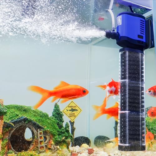TARARIUM Aquarium Filter Pond Pump 660GPH for 75-300 Gallon Fish Tank, 8ft. High Lift Dry Burning Protection Biochemical Submersible Internal Powerful Pump 4 in 1, Saltwater Freshwater Large - size: 660GPH-Visible Housing