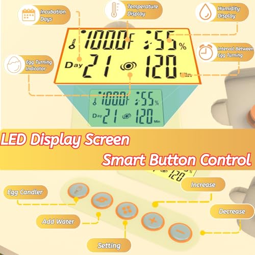 Egg Incubator for Hatching 56-154 Chicken/Quail/Turkey Eggs, 360° View Poultry Incubators with Automatic Egg Turning/Humidity Control&Alarm/Auto Water Adding/Adjustable Tray, for Beginner/Farm/Home