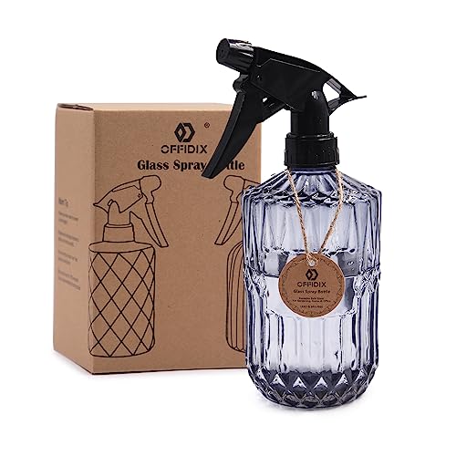 OFFIDIX Glass Spray Bottle, Fine Mist Plant Mister, Handheld Pressure Watering Can,Adjustable Nozzle Glass Spray Bottle,0.43L/15.17oz Handheld Spray Bottles for Garden Plants Cleaning Solutions（Gray） - color: D-Gray