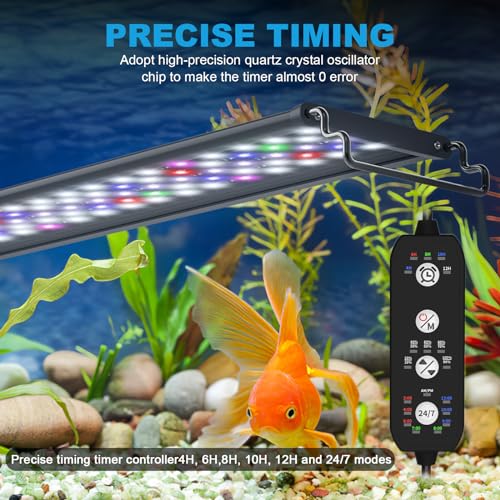 SEAOURA 24/7 Cycle LED Aquarium Plant Light-Full Spectrum Fish Tank Light, Auto On/Off, 24/7 Lighting Modes and DIY Mode, Adjustable Timer/Brightness, for 18 Inch to 24 Inch Planted Tank - size: for 18-24 inch tank