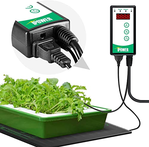 iPower Digital Thermostat Controller for Heat Mat, Seed Germination, Reptiles and Brewing Breeding Incubation Greenhouse, 40-108°F - size: 1000W-Green, style: 1 Pack