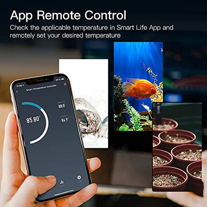 MOES Smart WiFi Cooling Heating Thermostat Outlet, Tuya Digital Temperature Controller Sensor Plug for Reptile Fermenter Brewing Breeding Heat Mat, Smart Life Remote Control, -22-221℉,10A 1250W