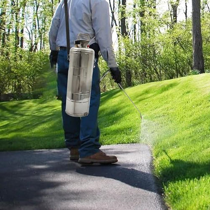 HOSTIC 3 Gallon Stainless Steel Sprayer Hand Pump Sprayer with Pressure Gauge Valve Adjustable Nozzle for Gardening Lawn and Cleaning - size: 3 Gallon