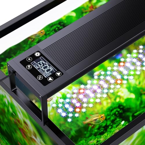 SEAOURA 24/7 LED Aquarium Plant Light for 18-24 Inch Fish Tank, Auto On Off with Timer, 9 Colors, Adjustable Brightness, Daylight & Moonlight Mode, Full Spectrum Fish Tank Light for Plants - size: for 18-24 inch tank
