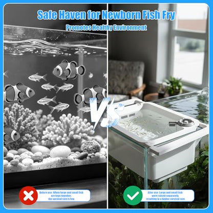 Aquarium Fry Tray & Breeding Box Kit, Adjustable 3D-Printed Breeding Tray (9"-13.5") with Foam Filtration, Safe Enclosure for Newborn Fish Fry, Fits 10-20 Gallon Fish Tanks