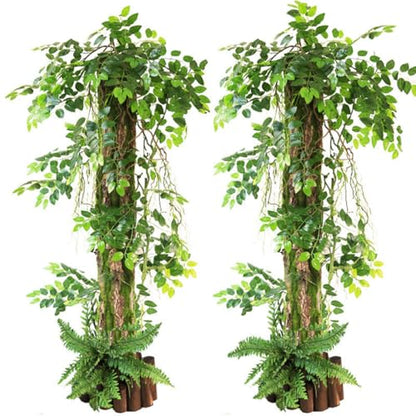 Simulation Tree Bark Wrap Artificial Moss Tree Bark Faux Tree Bark Sheets, Cork Terrarium Background Wall Decor and Artificial Moss for DIY Festival Home Party Wall Embellishment