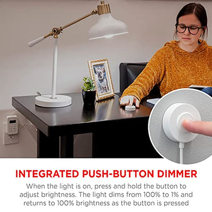 UltraPro Dimmable Digital Outlet Timer with dual polarized sockets, 5ft tether, indoor use, programmable scheduling, countdown function, lamp control, plug-in design, white, single pack, model 50016 - size: 1 Pack