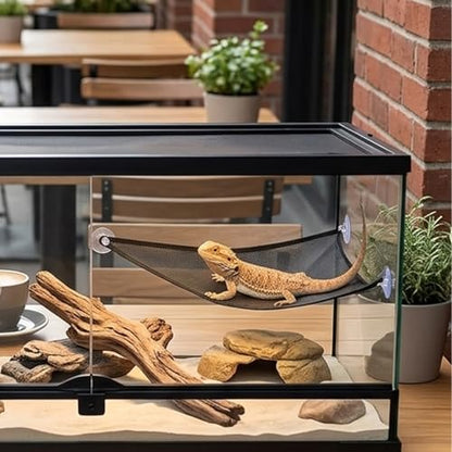 2PCS Bearded Dragon Hammock, Reptile Hammock Vertical Space Utilization in Terrariums, Snake Hammock Multi-Species Habitat Sharing, Basking Area Maintenance, Medium Size and Rectangle Shape