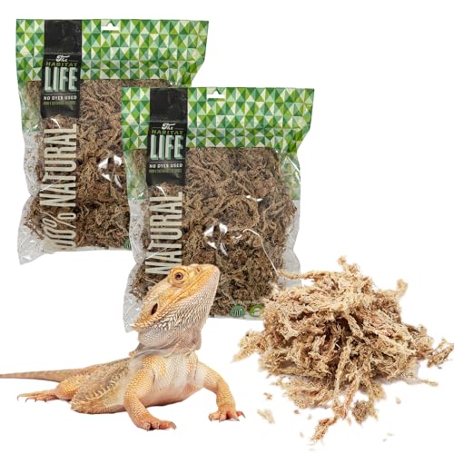 The Habitat Life - Natural Sphagnum Moss - for Reptiles, Amphibians & Invertebrates Terrariums - Humidity Control - Ideal for Burrowing & Nesting - Dye-Free & Safe - Medium - 2 Pack - size: Medium (2-Pack), style: Sphagnum Moss