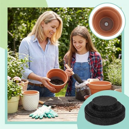 WLLHYF Bonsai Mesh for Plant, 150 Pcs 2 3 4 Inch Flower Pot Mesh Mat Round Plant Pot Pad Drainage Covers Durable Reusable Net Bonsai Gardening Grid for Gardening Essentials Potted Succulent