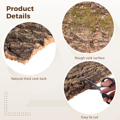 4 Pcs Cork Terrarium Background, 15.7 x 11.8 in Reptile Cork Bark Mat, Large Cork Bark Climbing Mat, Cuttable Bark Backdrop Wall Decor for Aquarium, Vivarium, Reptile Habitat
