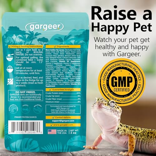 Gargeer Leopard Gecko Food 3oz. Complete Gel Diet for Both Juveniles and Adults. Proudly Made in The USA, Using Premium Ingredients, Fortified Gourmet Formula. Enjoy! - size: 3 Ounce (Pack of 1)