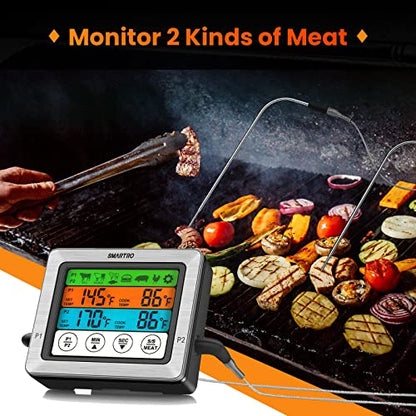 SMARTRO ST54 Dual Probe Digital Meat Thermometer for Cooking Food Kitchen Oven BBQ Grill with Timer Mode and Commercial-Grade Probes