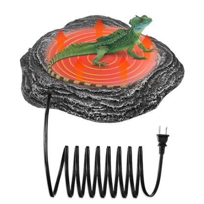 Reptile Heat Rock Terrarium Tank Heating Pad Thermostatic Controlled Heated Mat Basking Platform for Bearded Dragon, Lizard, Snake, Chameleon, Turtle, Leopard Gecko