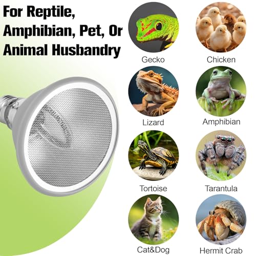 Deep Heat Projector for Reptiles 75W, Carbon Fiber Infrared Heat Lamp Bulb, Virtually No Visible Light Basking Heater for Bearded Dragon, Turtle, Gecko, Snake