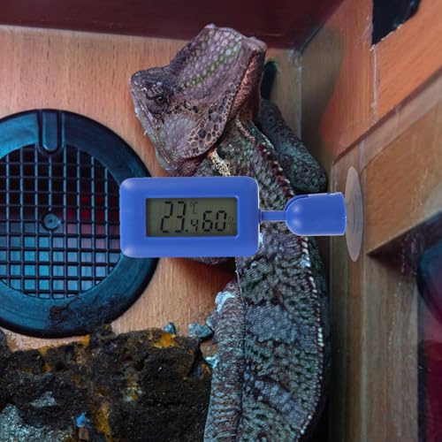Digital Reptile Thermometer with Rotary Display and Suction Cup Compact Hygrometer for Bearded Dragon Tank and Terrarium Easy-Install Temperature Humidity Gauge for Home Use