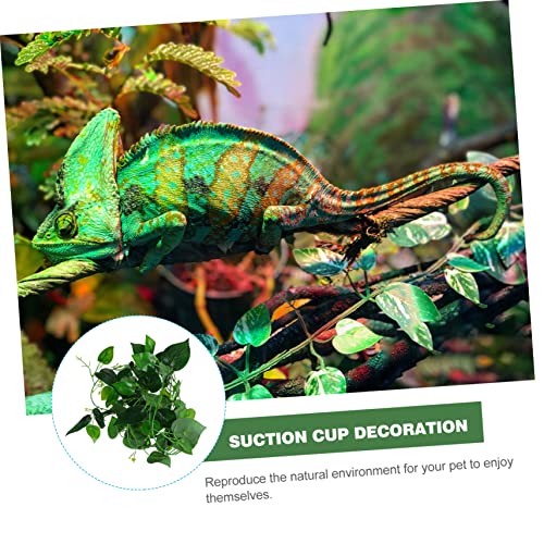 POPETPOP Simulation Vine Plant Decor for Lizard Terrarium Suction Cup Artificial Vines with Green Leaves Reptile Landscape Decoration for Reptile Habitats