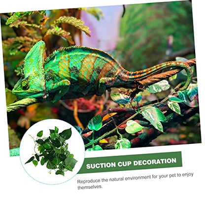 POPETPOP Simulation Vine Plant Decor for Lizard Terrarium Suction Cup Artificial Vines with Green Leaves Reptile Landscape Decoration for Reptile Habitats