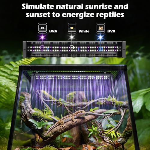 UVB Light for Reptiles 10W 15.7IN LED UVA UVB Terrarium Lamp with 4 Auto Modes for Ferguson Zones UVB Bulb with Timer for for Bearded Dragons, Leopard Gecko, Snake, Turtle & More - size: 10W-15.7IN