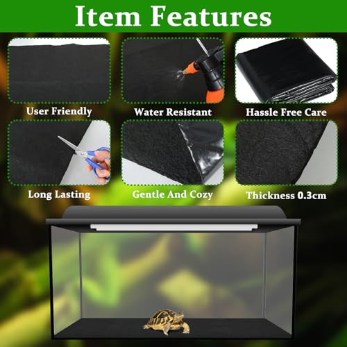 2 PCS Reptile Carpet Terrarium Floor Liner Bedding Substrate Washable Reptile Cage Mat Tank Accessories Pet Mat for Lizard Bearded Dragon Snake Tortoise Leopard (24''×47'')