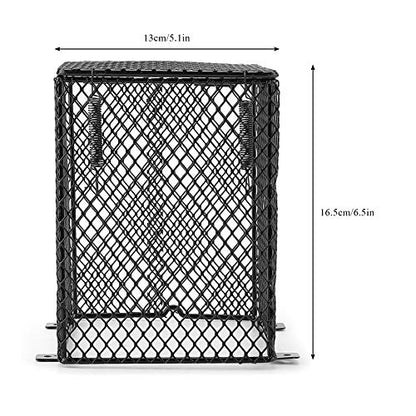 Square Reptile Heater Guard – Durable Metal Mesh Lamp Cover for Ceramic Bulbs, Anti-Scald Heat Lamp Light Cage Protector for Reptile Turtle Snakes Lizards Frogs(5.1 * 6.5inch)