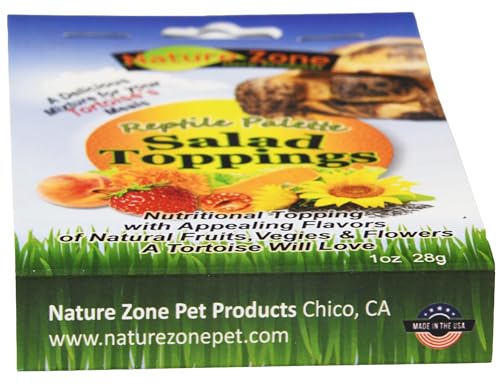 Nature Zone Salad Toppings for Tortoises – 1 oz | Nutritious Blend of Veggies, Fruits, Flowers, Seeds & Mealworms | Natural Salad Enhancer for Tortoise Diet & Enrichment