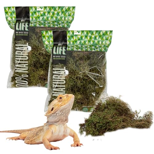 The Habitat Life - Natural Deco Moss - for Reptiles, Amphibians & Invertebrates Terrariums - Humidity Control - Natural Look & Feel - Soft Surface - Dye-Free & Safe - Medium - 2 Pack - size: Medium (2-Pack), style: Deco Moss