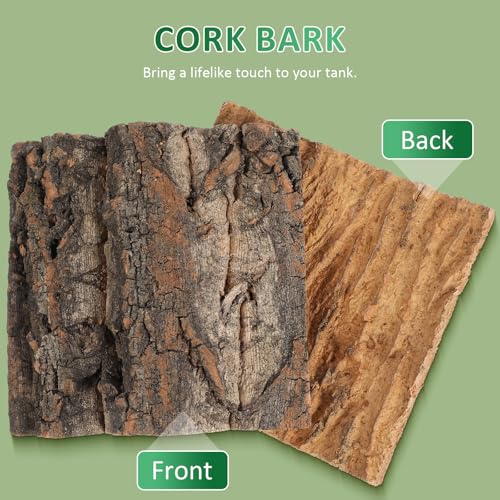 4Pcs Reptile Cork Bark Tank Decor Natural Terrarium Background for Gecko Lizard Bearded Climbing Habitat 5.90X5.90X0.78In