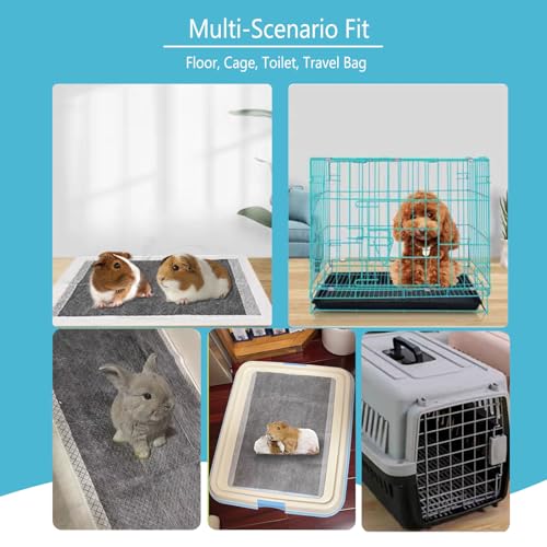 Guinea Pig Pee Pads, Disposable Rabbit Cage Liners, Charcoal Odor Controlling Absorbent Waterproof Pee Pads for Hamster, Bunny, Ferret, Chinchilla and Other Small Animals (18" x 13", 100 PCS) - size: 17.7" x 12.9" - 100PCS