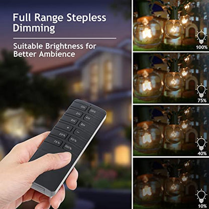 Outdoor Dimmer for String Lights, Remote Control Light Dimmer Plug in, Light Timer Outdoor Waterproof, 100FT Range with 2 Grounded Outlets for Dimmable LED/Tungsten Bulb/Patio Lights - style: Two Outlets