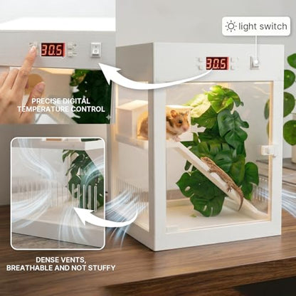 Lizard Habitat Terrarium,Reptile Enclosure, Crested Gecko Tank, Suitable for Any Pets Requiring Temperature-Controlled Climate, Ecological Breeding Tank, No Assembly Required, 9" x 9" x 12"
