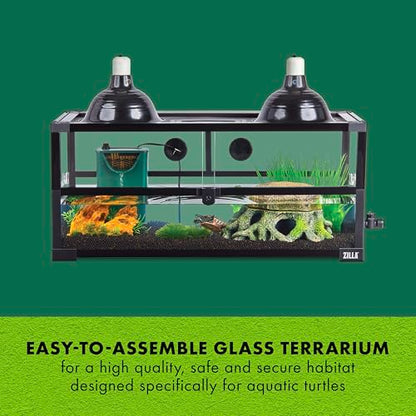 Zilla QuickBuild Aquatic Turtle 20 Gallon Long Size Holds 9 Gallons of Water Glass Terrarium Habitat, 30" x 12" x 13.5" - size: 30" x 12" x 13.5"