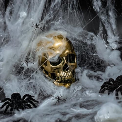 ECYC 1:1 Resin Human Skull Model Halloween Props Home Decorations High Fidelity Skull Head Sculpture Life Size, Bronze