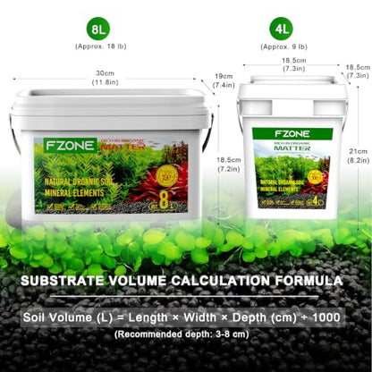 FZONE Aquarium Soil for Planted Tanks, Nutrient-Rich Aquarium Substrate for Fresh Water Live Plants, Shrimp & Fish Safe, Dust-Free(3mm, 4L/9 l b), Black - size: 4L / 6.6 lb