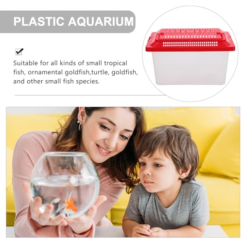 Portable Fish .08X4.33X4.33 Inch Handheld Aquarium Transparent Turtle Box Compact Plastic Pet Hamster Carrier for Travel and Home Use - size: 18x11cm