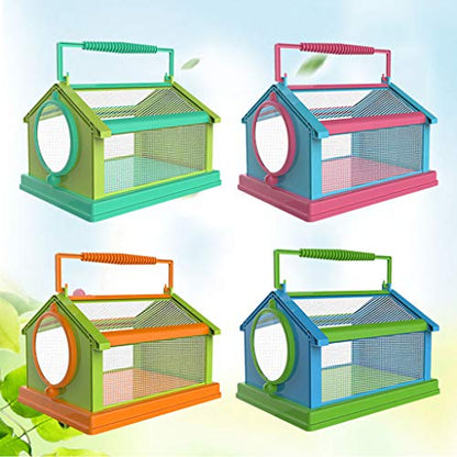 Insect Critter Keeper with Handle Easy to Observe Portable Plastic Reptile Terrarium for Bugs Lizards Frogs Insect Cage