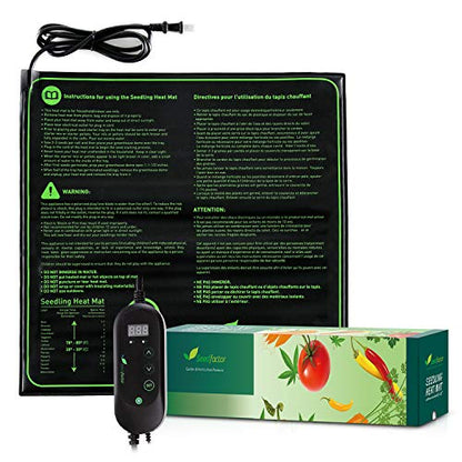 MET Certified Seedling Heat Mat with 50℉~108℉ Digital Thermostat Controller for Seed Germination (20" x 20") - size: 20" X 20" & Thermostat Controller