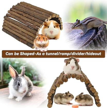 kathson Wooden Hamster Bridge,Guinea Pig Wood Ladder Bendable Tunnel Hideout Hut Small Animal Climbing Toys for Ferret Hedgehog Chinchilla Mice Rat Gerbil Baby Rabbit(19.6 x 6.0 in) - size: M (19.6 x 6.0 inches)